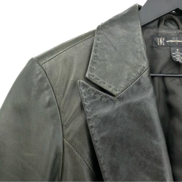 VTG INC International Concepts Leather Jacket Deep Green M - Picture 3 of 10